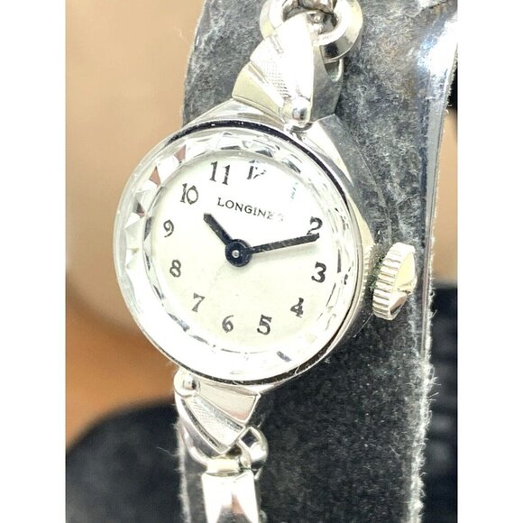 Longines Women's Watch 10k GF Case Swiss Manual Wind Vintage Silver 15mm Petite - Picture 12 of 13